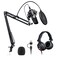 MAONO Microphone with Studio Headphone Set 192kHz24bit Vocal Condenser Cardioid Podcast Mic Compatible with Mac and Windows YouTube Gaming Live Streaming VoiceOver AUA04H