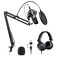 MAONO Microphone with Studio Headphone Set 192kHz24bit Vocal Condenser Cardioid Podcast Mic Compatible with Mac and Windows YouTube Gaming Live Streaming VoiceOver AUA04H