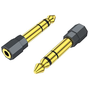 QianLink 2 Pack 635mm 14 Male to 35mm 18 Female Stereo Headphone Adapter Audio Jack Plug Gold Plated for Speaker Headphone Guitar Digital Piano Amp Adapte Grey