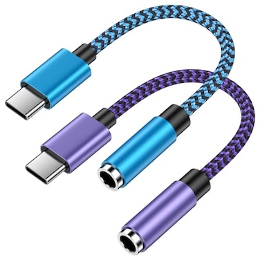 Uenlio 2Pack USB C to 35mm Adapter for Samsung Galaxy A17A16 5G USB C Headphone Adapter with DAC Chip for Galaxy S26S25S24 iPhone 171615 Pixel 10987 Aux for Car Gaming Headset Music Mic