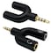 AAOTOKK 35mm Headphone Y Splitter Adapter Gold Plated 4 Pole 35mm Male to 35MM HeadphoneMicrophone MIC Female Plugs Audio Stereo Converter2Pack