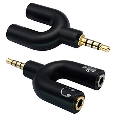 AAOTOKK 35mm Headphone Y Splitter Adapter Gold Plated 4 Pole 35mm Male to 35MM HeadphoneMicrophone MIC Female Plugs Audio Stereo Converter2Pack