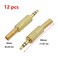 Antrader 35mm18 Stereo Male Plug Audio Cable Connector wSpring Coax Cable Audio Solder Adapter Pack of 12