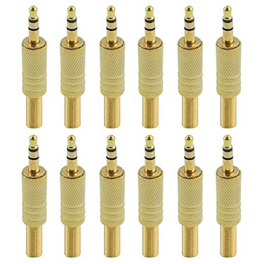 Antrader 35mm18 Stereo Male Plug Audio Cable Connector wSpring Coax Cable Audio Solder Adapter Pack of 12