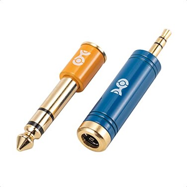 Cable Matters 2Pack Headphone Adapter Kit with 14 to 35mm Adapter and 35mm to 14 Converter in Blue and Orange