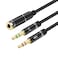 CANFON Headphone Splitter for Computer 35mm Female to 2 Dual 35mm Male Headphone Mic Audio Y Splitter Cable Smartphone Headset to PC Adapter35CM Black