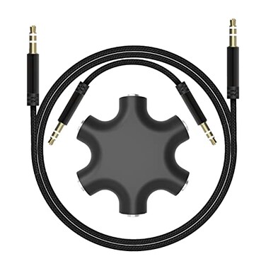 EBEETECH 35mm Multi Headphone Audio Splitter 5Jack Female Connector Adapter with 35mm Stereo Cable 20cm 100cm 3in1Pack
