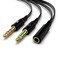 Maeline Headphone Adapter for Computer 35mm Female to 2 Dual 35mm Male Audio Splitter Cable Microphone Stereo Jack Earphones Port Cord Gaming Headset to PC Laptop Adapter 2 Pack Black