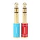 MOBOREST 14 to 35mm Headphone Adapter 635mm Male to 18 Female Stereo Audio Jack Cable for Amp Guitar Piano Mixer Speaker 2Pack Red Blue