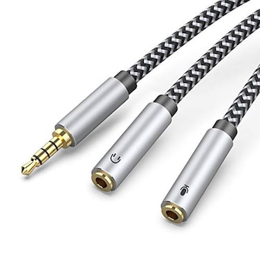 MORELECS Morelecs 35mm Male to Dual 35mm Female Headset Splitter with Separate Microphone and Headphone for PC PS4 Gaming