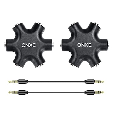ONXE 2Pack Multi Headphone Splitter35mm Headset Earphone Jack Audio Adapter Connector 1 Male to 2 3 4 5 Female Cable and Earphones Speakers