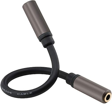 PASOW Pasow 35mm Female to Female Adapter Cable TRS Stereo Audio AUX Connector Cod for Headphones Car HiFi 15cm6inch Coffee
