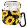 ALNBO Compatible with AirPods Case Soft Silicone Protective Case Cover for AirPods 2 1Front LED Visible Black Sunflower