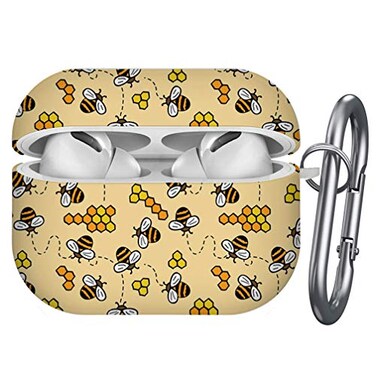 SMODDIX Compatible with Airpods Pro Shockproof TPU Gel Portable Protection Soft Case Cover Skin with Carabiner Clip Keychain Cute Bees