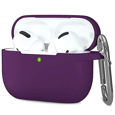 Hamile Compatible AirPods Pro Case Protective Silicone Case Shockproof Cover Skin for Apple AirPod Pro 2019 Charging Case with Keychain Purple