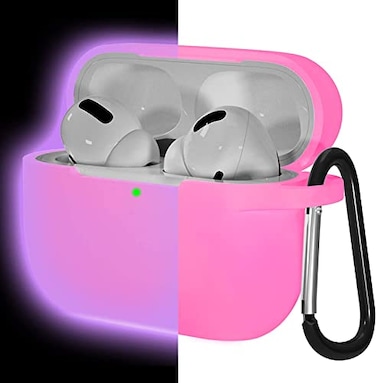 Lerobo Designed for AirPods Pro 2 Case Cover Night Glow Full Protective Silicone Cover Compatible with Airpod Pro Case with KeychainFront LED VisibleNightglow Purple