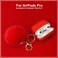Cypher.V Protective Case Cover for Airpods Pro Charging Case Upgraded Air Pods Silicone Case Skin with Soft Cute Fluffy Ball Pom Pom Keychain Kit A Red