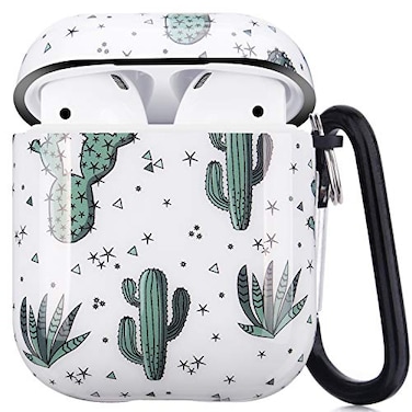LitoDream Protective Hard Case Cover Compatible with AirPods 21 Generation Skin Portable Shockproof Women Girls Men with Keychain Cactus