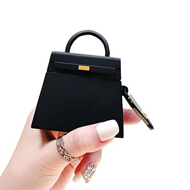 Rertnocnf Compatible with Earbuds Case Airpods 1 2 Fashion Hand Bag Design Wireless Earphone Protector Soft Silicone Shockproof Accessories Black