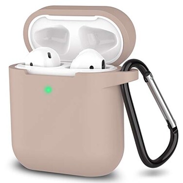 SATLITOG Silicone Case Compatible with Apple AirPods 12 Wireless and Wired Charging CaseFront LED VisibleTawny