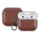 YQG 2021 Leather Case Compatible with AirPods 3rd Generation FullyWrapped Portable Shockproof Leather Cover with Keychain Apple Airpods 3 Charging Case for Women Men Front LED Visible Coffee