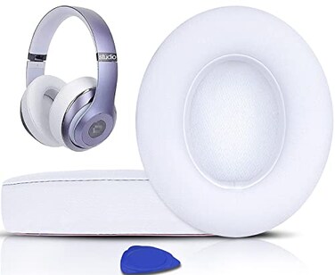 SoloWIT Replacement Ear Pads Cushions for Beats Studio 2 Studio 3 Wired Wireless Headphones Earpads with Soft Protein Leather Noise Isolation Memory FoamAdded Thickness White