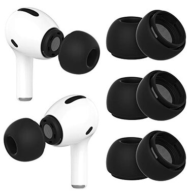 AIRFIT 3 Pairs Ear Tips for Airpods Pro Replacement Silicone Ear Buds with Noise Reduction Hole Fit in Charging Case Small Medium Large Black