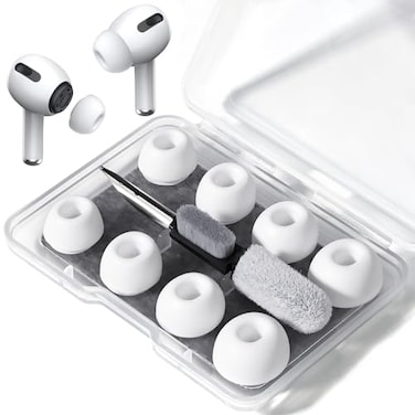 YOKRWO 4 Pair Replacement Ear Tips for AirPods Pro 2nd1st Generation with Portable Storage Box and Cleaning Pen Anti Slip Soft Silicone Ear Tip with Noise Reduction Bulitin Dust Screen XS S M L