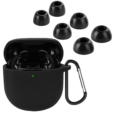 A-Focus AFocus QuietComfort Earbuds II Case Ear Tips Kit Silicone Soft Cover 3 Pairs Comfortable Memory Foam EarTips with Keychain Set Compatible with Bose quietcomfort Earbuds ii Black