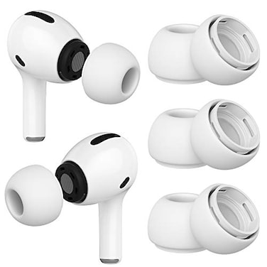 AIRFIT airFit 3 Pairs Ear Tips for Airpods Pro Replacement Silicone Ear Buds with Noise Reduction HoleFit in Charging CaseSmall Tips White