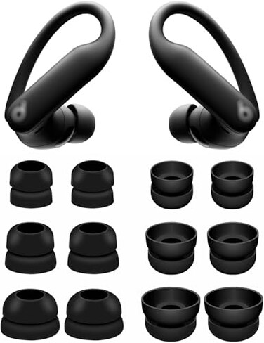 ALXCD Double Flange Ear Tips Compatible with Powerbeats Pro 2 Headphone SML 3 Sizes 6 Pairs Soft Silicone Earbuds Tips Fit for Powerbeats Pro 2 PB Pro 2 6 Pairs Black