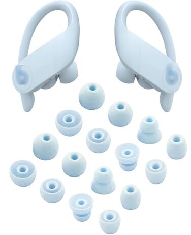 ALXCD Replacement Ear Tips for Powerbeats Pro Headphone 8 Pairs SMLD 4 Sizes Soft Silicone Earbud Tips Fit for Powerbeats Pro Glacier Blue