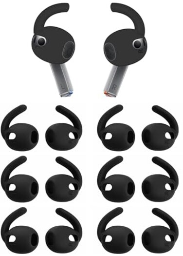 ALXCD Sport Earhooks Compatible with Galaxy Buds 3 Earbuds SMR530NZAFXAR 6 Pairs Sport AntiSlip Eartips Replacement Silicone Earbud Hook Tips Compatible with Galaxy Buds 3 SM530N 6 Pairs Black