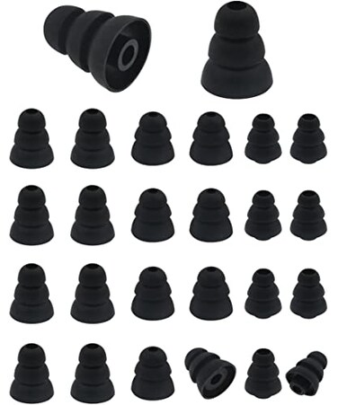 ALXCD Triple Flange Ear Tips 12 Pairs SML Sizes Triple Three Flange Noise Isolate Silicone Replacement Cushion Earbuds Tips with 4mm Connector Hole Fit for Most in Ear Earphone Black 12 Pairs