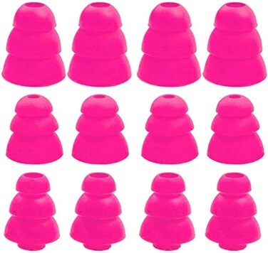 ALXCD Triple Flange Ear Tips 6 Pairs SML Sizes Triple Three Flange Noise Isolate Silicone Replacement Cushion Earbuds Tips with 4mm Connector Hole Fit for Most in Ear Earphone SML Pink