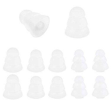 ALXCD Triple Flange Ear Tips 6 Pairs SML Sizes Triple Three Flange Noise Isolate Silicone Replacementl Cushion Earbuds Tips with 4mm Connector Hole Fit for Most in Ear Earbuds SML White