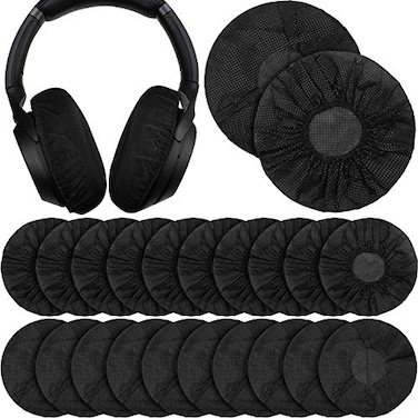 BBTO 100 Pieces Headphone Ear Covers Disposable Earphone Sanitary NonWoven Stretch Earpad Covers Fit for Most on Ear Headphones11 cmBlack