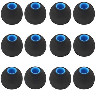 BLLQ 12PCS Medium Size Replacement Ear Tips Earbuds Eartips Ear Cap Ear Bud Tip Compatible with Sony WF1000XM4Powerbeats Pro BeatsX Other Inner Hole 38mm Earbud inEar HeadphonesBlackBlueM