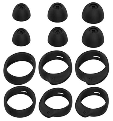 BLLQ for Samsung Galaxy Buds Ear Tips Wingtips 12 PCS Accessories Silicone Earhooks Earbuds Cover Eargels Eartips for Galaxy Buds 2019 Black 12pcs