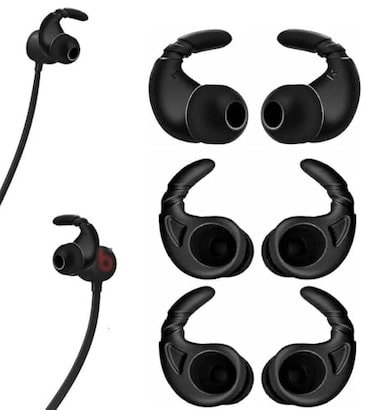 BLLQ Sports AntiSlip AntiDrop Replacement Ear Tips Wing Tips for in Ear Earphones 38mm to 55mm NozzleCompatible with Beats Flex 3 PairsBlack