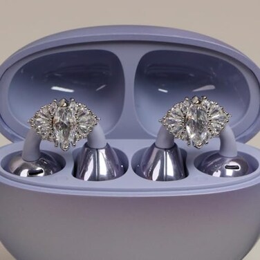 Elmfyiia Bow Rhinestone for Clip on Earbuds Open Ear Accessories Removable Exquisite DIY Decoration Style F Silver Bow