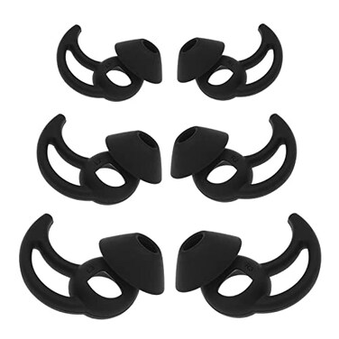 Create idea 3 Pairs Earbuds Cover Silicone Earhooks Ear Loops inEar Earbuds Tips with Wings Compatible with Bose QuietComfort and Sport Earphones S M L Black