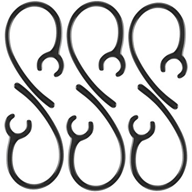 D & Ear Hooks for Wireless Headset 8mm Large Clamp Holder Clips Replacement Ear Loops Earpiece Accessories Black 6 Pack