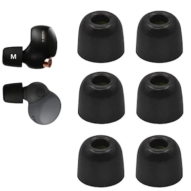 JNSA Replacement for WF 1000XM4 1000XM5 C700n Linkbuds S Memory Foam Ear Tips Noise Canceling Foam Eartips Ear Plug Ear Tip M Size 3 Pairs Fit in Case BlackMedium Size Foam4XM4B3PM