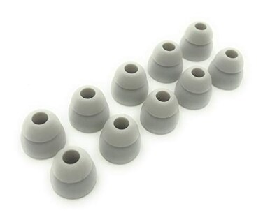 JustEarbuds 5 Pair Double Flange Earbud Headphones Replacement Silicone Ear Tips for Skullcandy Panasonic LG Powerbeats Symphonized iFrogz Mpow JVC and More Grey