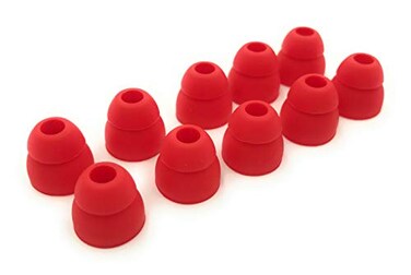 JustEarbuds 5 Pair Double Flange Earbud Headphones Replacement Silicone Ear Tips for Skullcandy Panasonic LG Powerbeats Symphonized iFrogz Mpow JVC Red