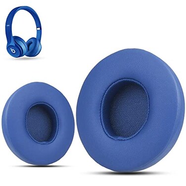 Krone Kalpasmos Earpad Replacement for Beats Solo 2 3 WirelessWired Headphone Ear Cushion Premium Protein Leather Memory Foam with Kits Superb Comfortable Easy to Install Blue