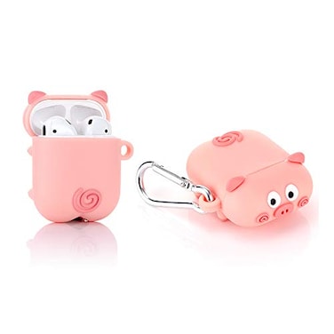 LEWOTE Silicone Case Compatible for Apple Airpods with Funny Cute Cover Cute Pet DesignPink Pig