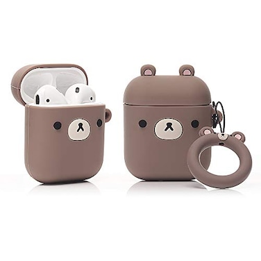 LEWOTE Silicone Funny Case Cover Compatible for Apple Airpods 12Cute Animal DesignSmall Brown Bear