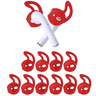 OneCut 5 Pairs Silicone Ear Tips Compatible for AirPods 12 Soft AntiSlip Sport Earbud Tips AntiDrop Ear Hook Gel Headphones Earphones Protective Accessories Red